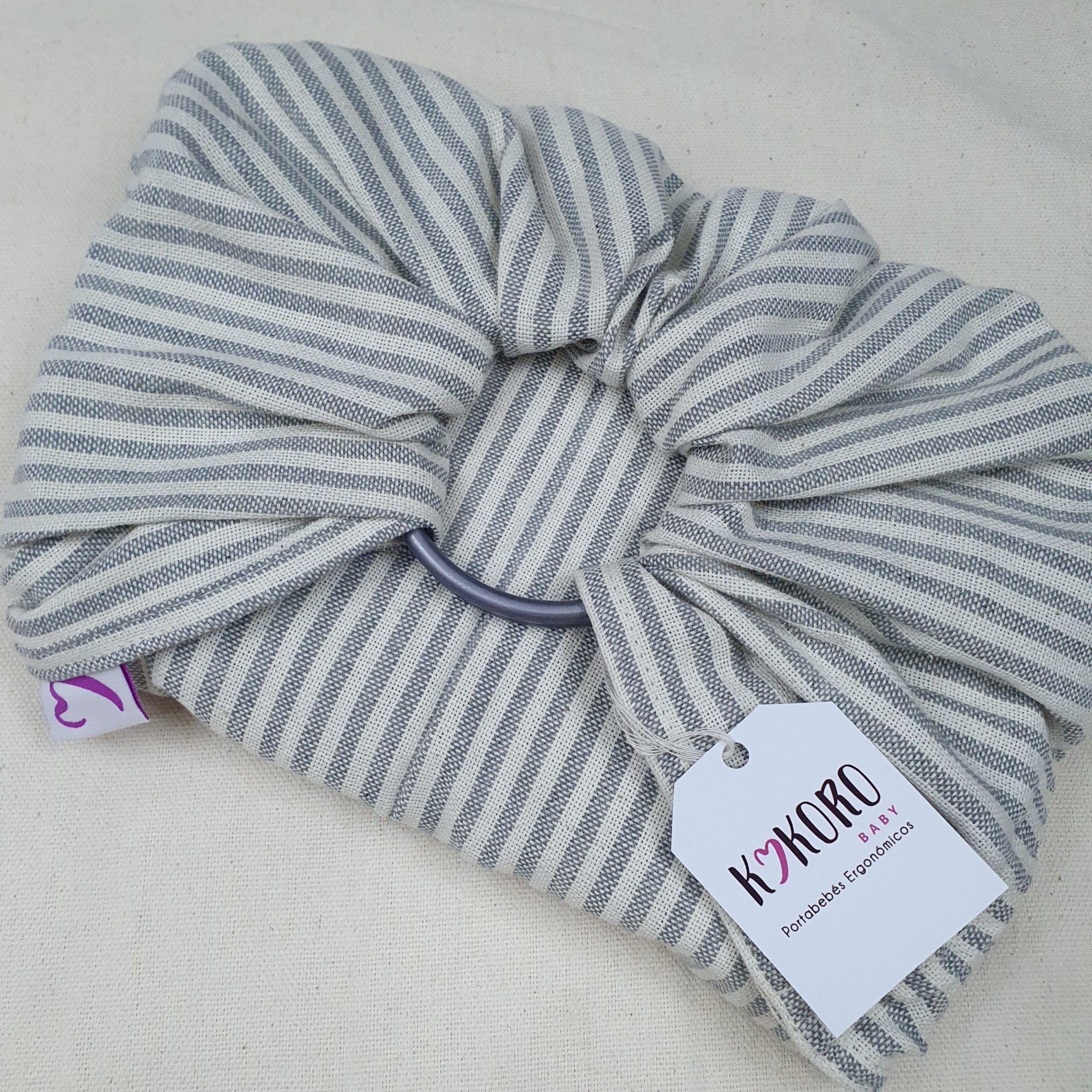 Bandolera tejida tafetan franjas gris claro