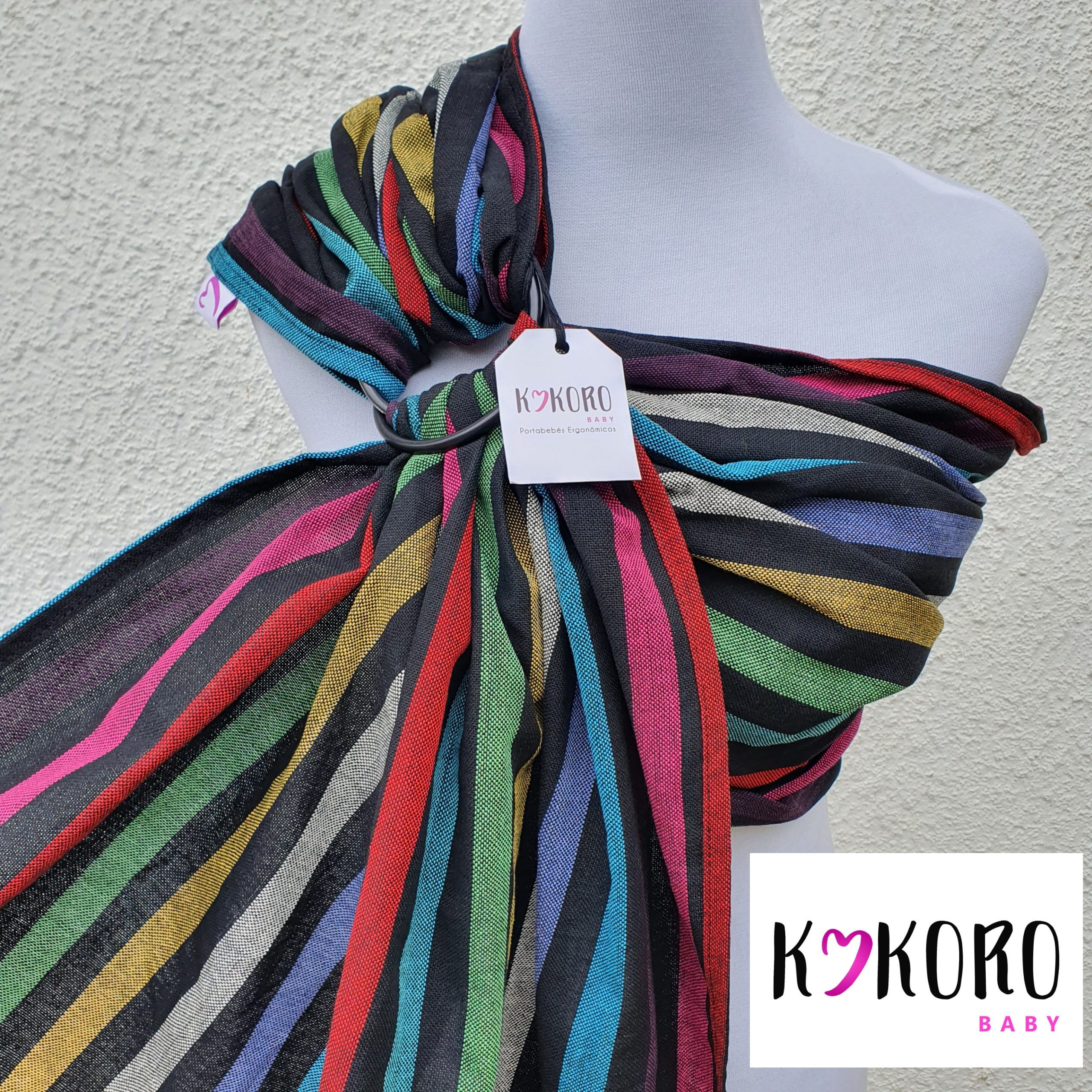 Bandolera tejida tafetan franjas negras