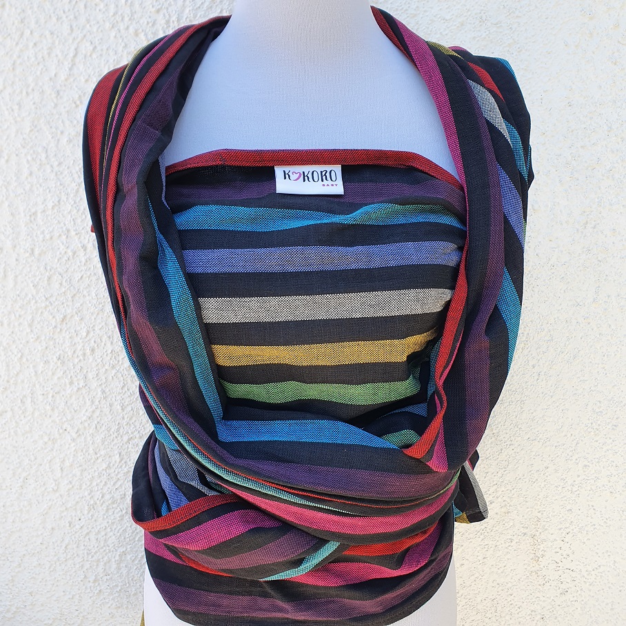 Fular tejido tafetan franjas negras