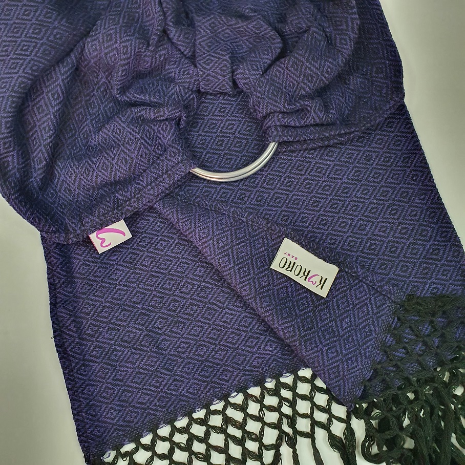 Bandolera tejida en Sarga morado negro