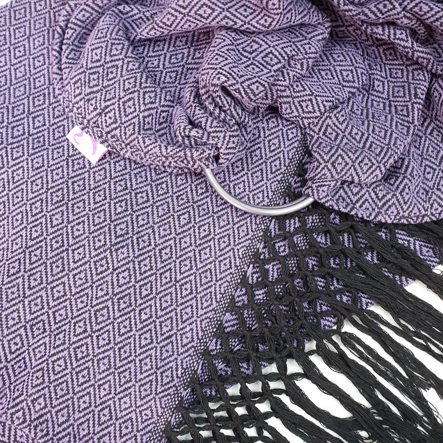 Bandolera tejida en Sarga lila negro