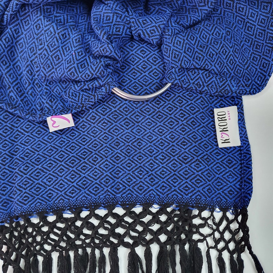 Bandolera tejida en Sarga azul negro