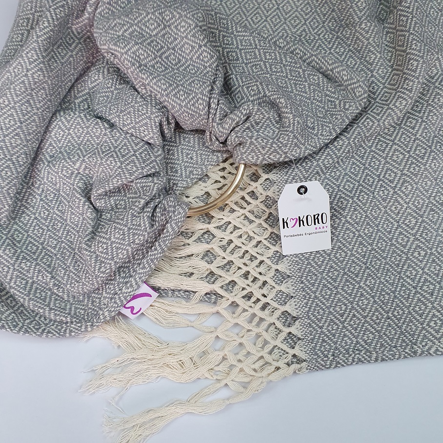 Bandolera tejida en Sarga gris crema